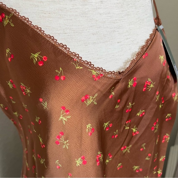 NWT Wild Fable Lace Trim Slip Dress Copper Cherries - Picture 6 of 13